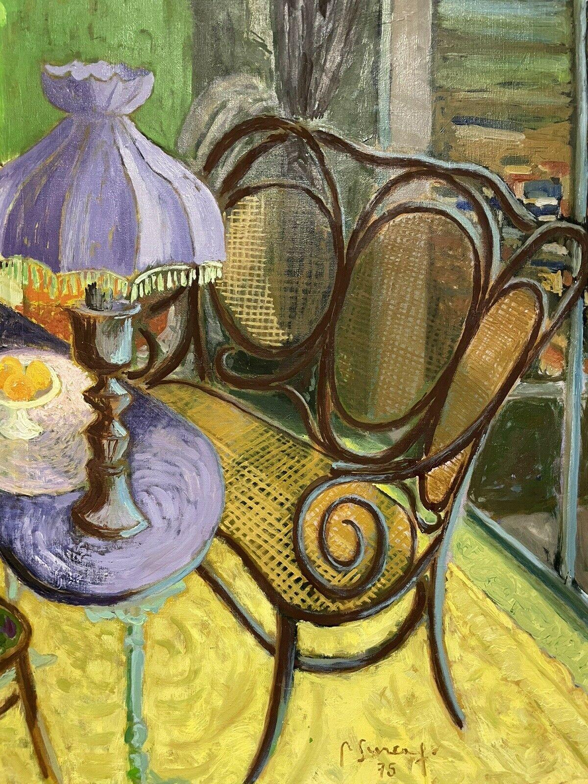 Robert SURCOUF (1915-2012) Enorme óleo modernista francés firmado - Escena interior en venta 1