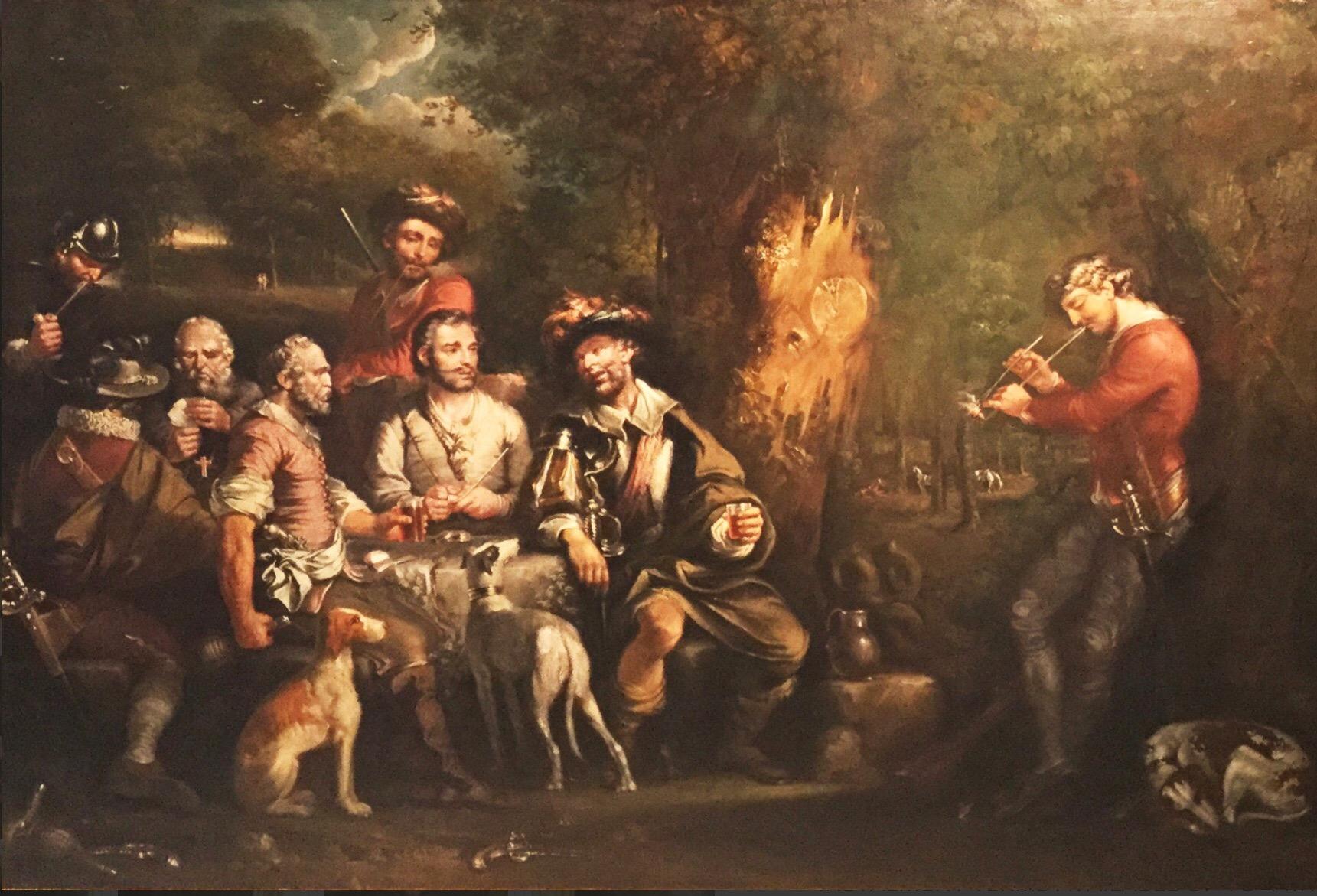 Huge 18thc Genre Oil Painting Of Bandits In A Forest Mainsforth County Durham For Sale 5