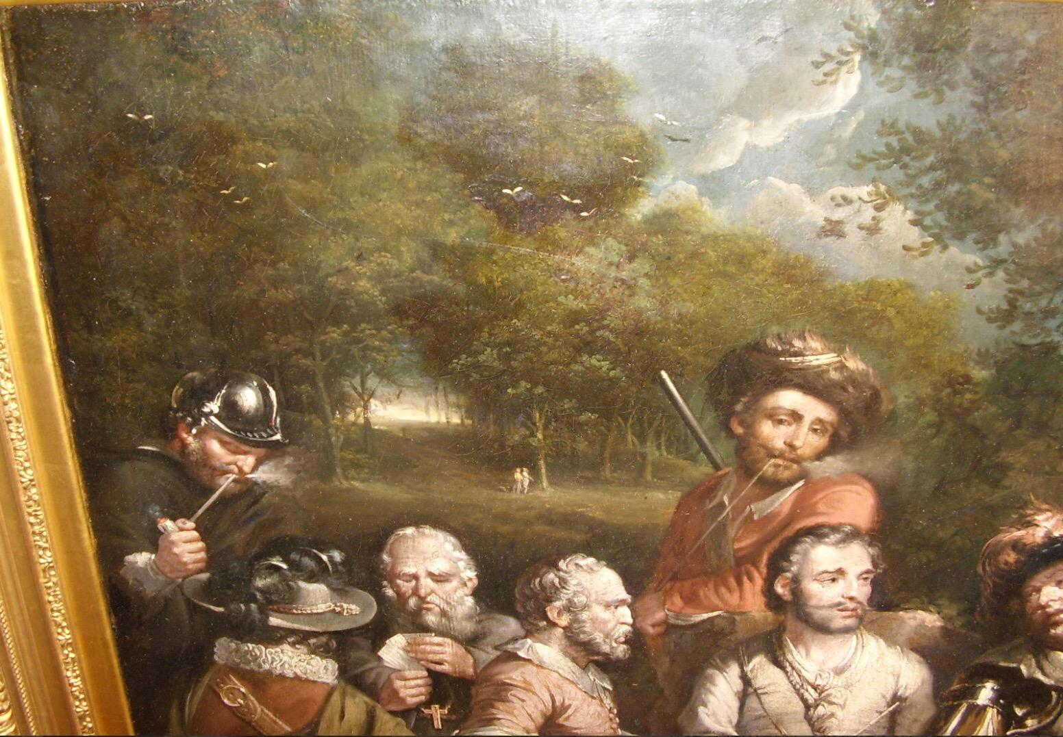 Huge 18thc Genre Oil Painting Of Bandits In A Forest Mainsforth County Durham For Sale 8