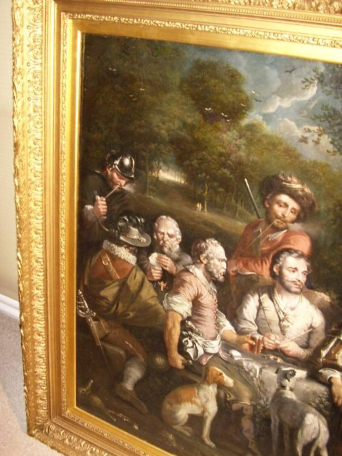 Huge 18thc Genre Oil Painting Of Bandits In A Forest Mainsforth County Durham For Sale 1