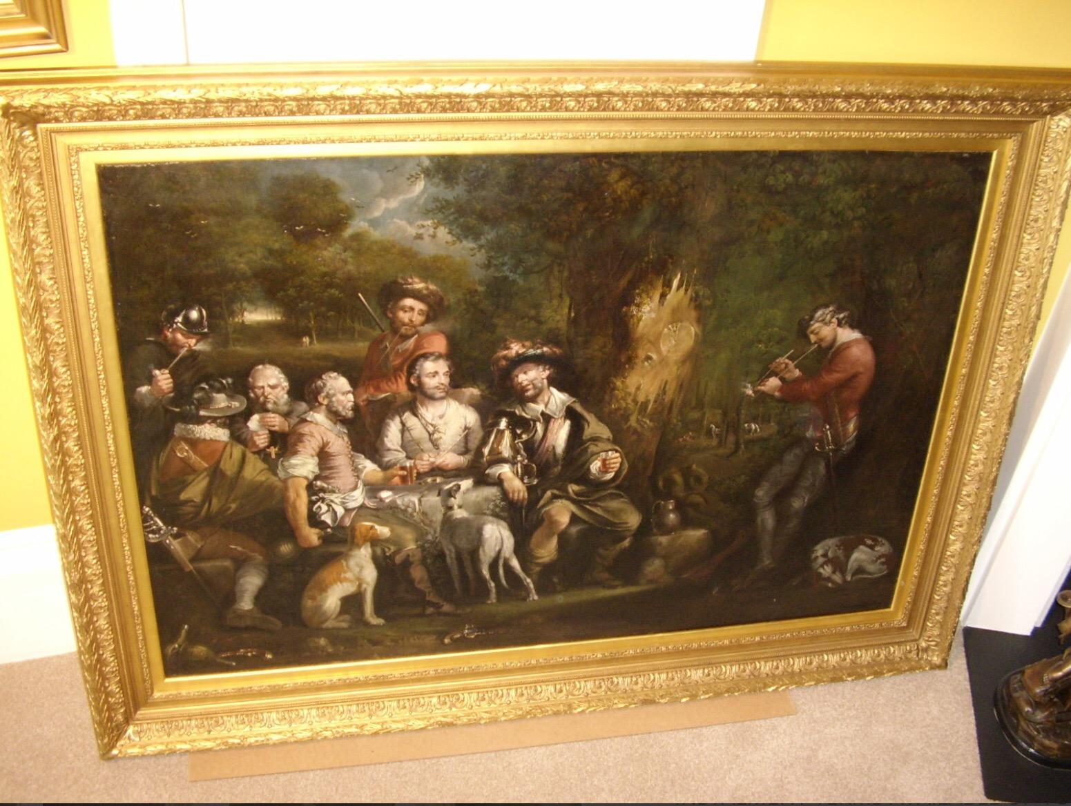 Huge 18thc Genre Oil Painting Of Bandits In A Forest Mainsforth County Durham For Sale 3