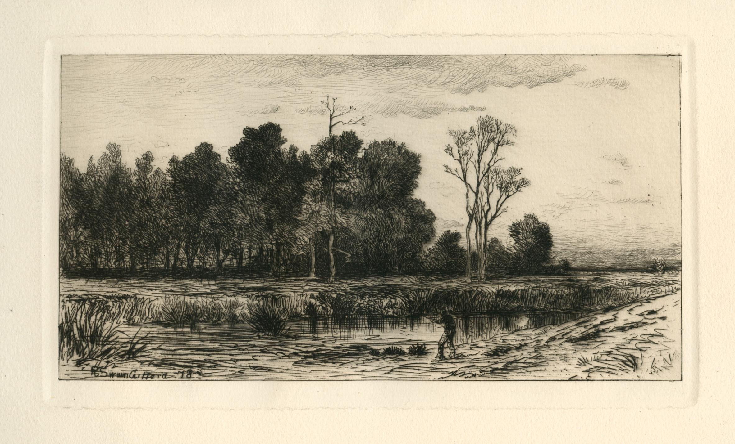 Robert Swain Gifford Landscape Print - "Evening" original etching