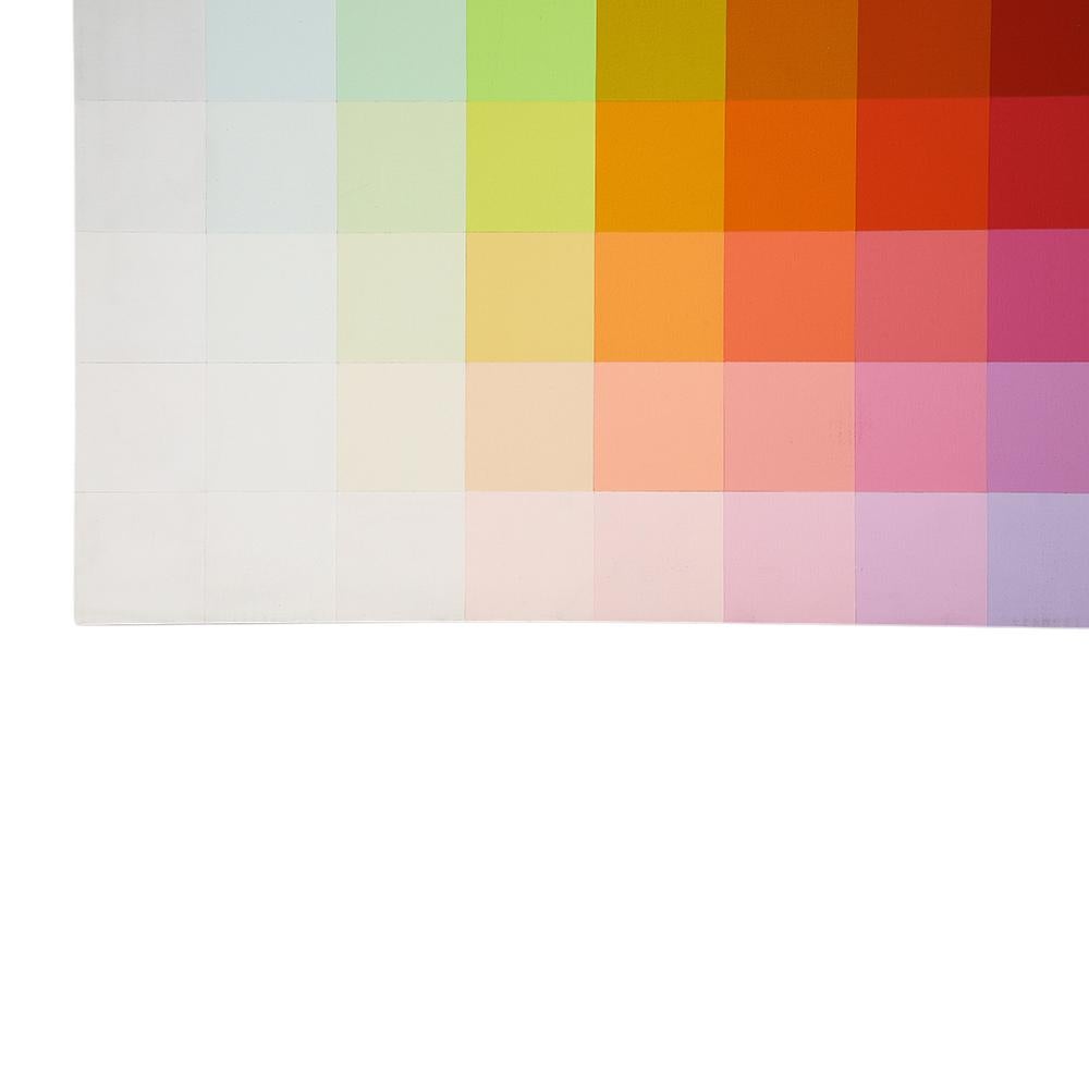 Pintura de Robert Swain, Abstracto, Acrílico sobre lienzo, Rosa, Azul, Verde, Firmado Pintado a mano en venta