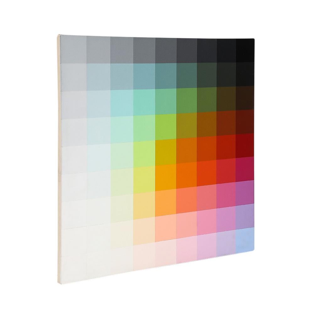 Pintura de Robert Swain, Abstracto, Acrílico sobre lienzo, Rosa, Azul, Verde, Firmado finales del siglo XX en venta