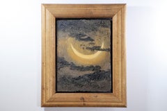 Retro Crescent Moon Oil Painting 