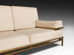Robert Thibier Four Seat Sofa with Gold Painted Metal Frame