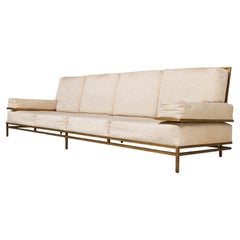 Robert Thibier Four Seat Sofa with Gold Painted Metal Frame