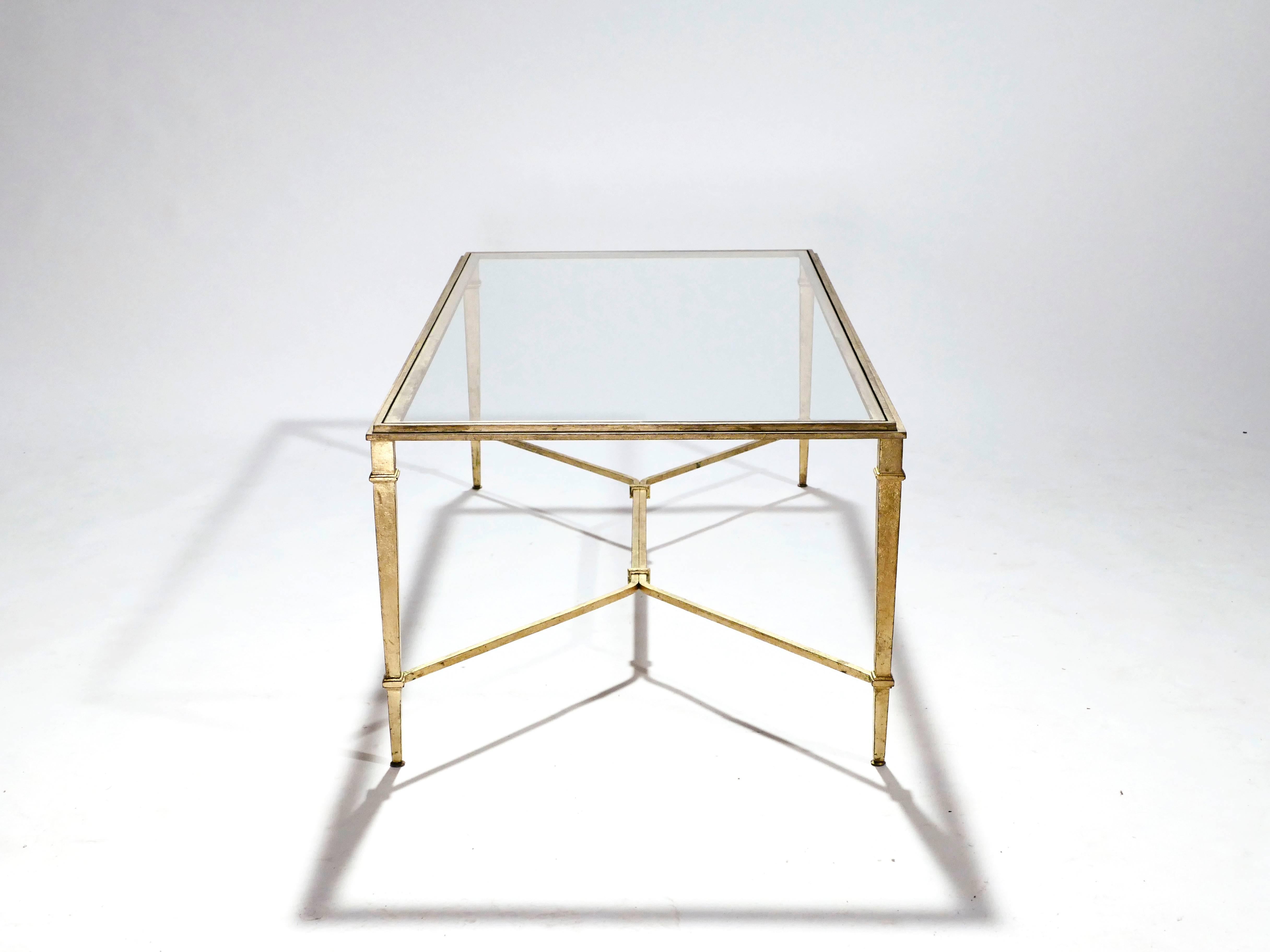 Mid-20th Century Robert Thibier French Gilt Wrought Iron Coffee Table, 1960s