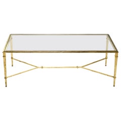 Robert Thibier French Gilt Wrought Iron Coffee Table, 1960s