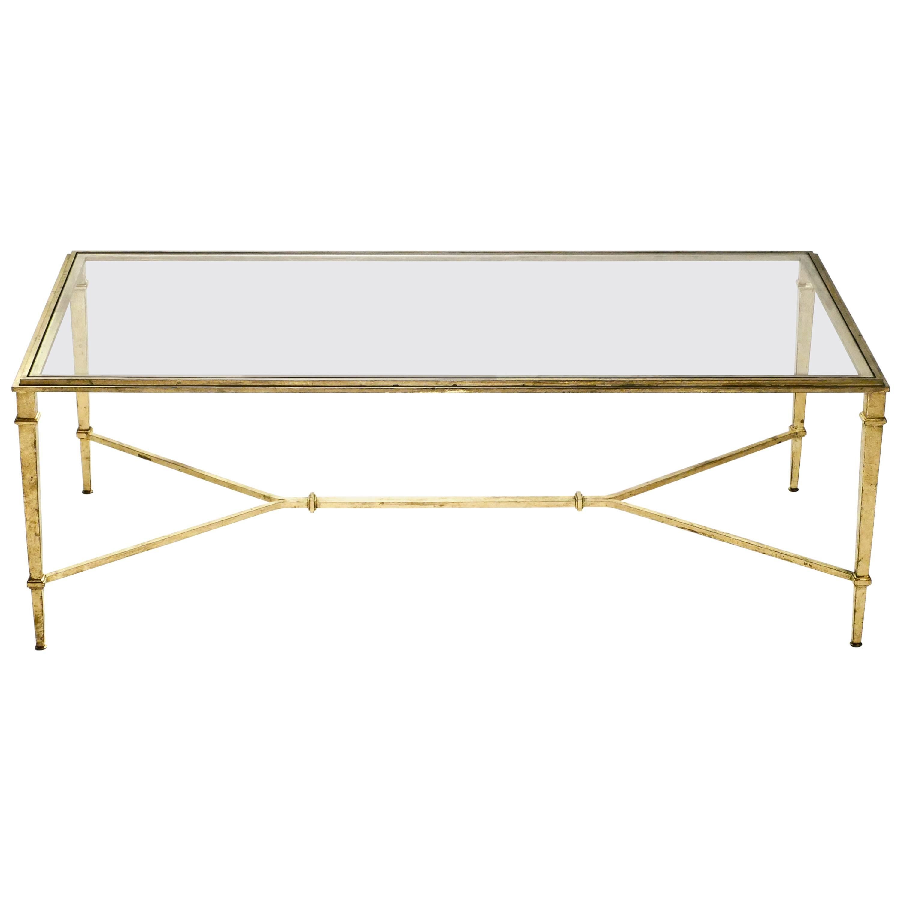 Robert Thibier Gilt Wrought Iron Coffee Table, 1960s