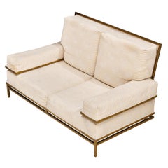 Robert Thibier Two Seat Sofa with Gold Painted Metal Frame