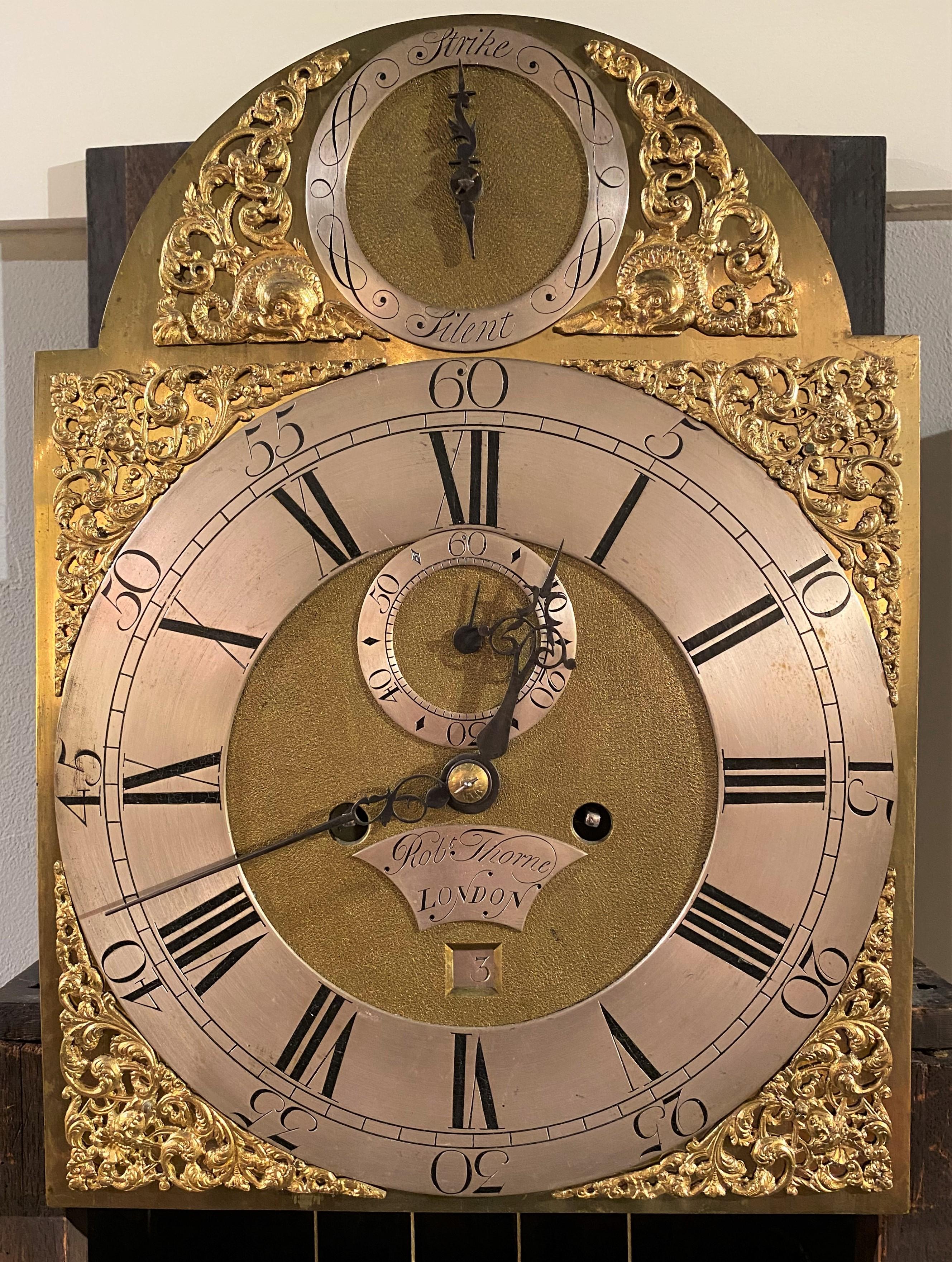 Robert Thorne, London, Burled Walnut Tall Case Clock with Pagoda Top 1