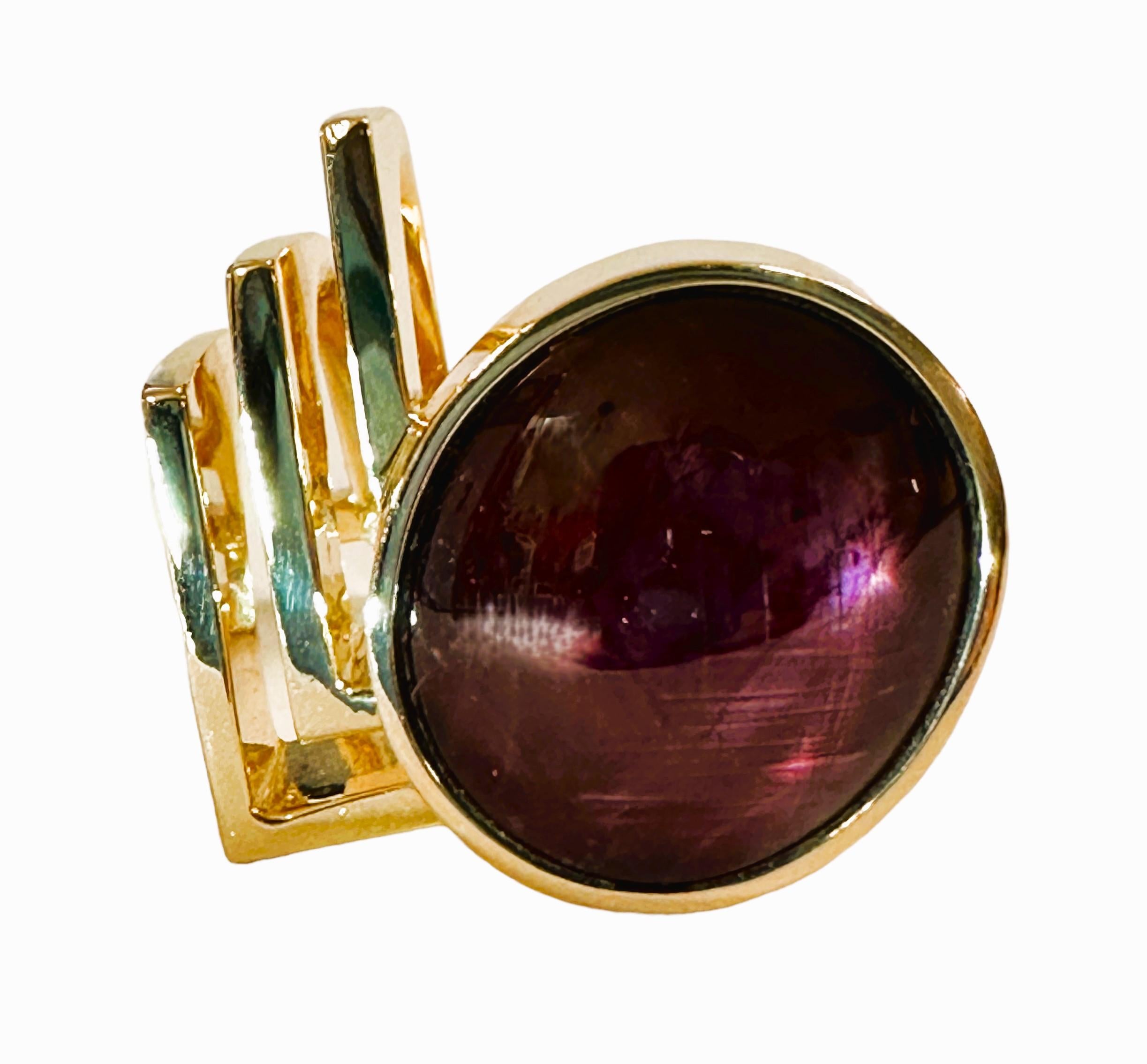 Robert Trisko 14k Yellow Gold Handmade Star Ruby Ring 40.32 grams For Sale 8