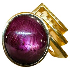 Robert Trisko 14k Yellow Gold Handmade Star Ruby Ring 40.32 grams