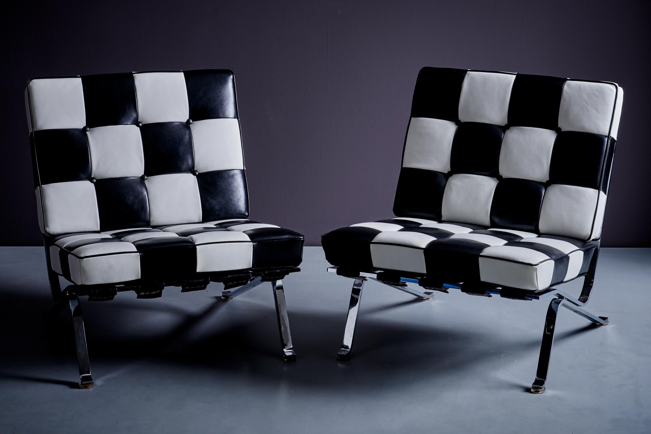 Robert & Trix Haussmann RH-301 De Sede Lounge Chair Pair schwarzes und weißes Leder im Angebot 5