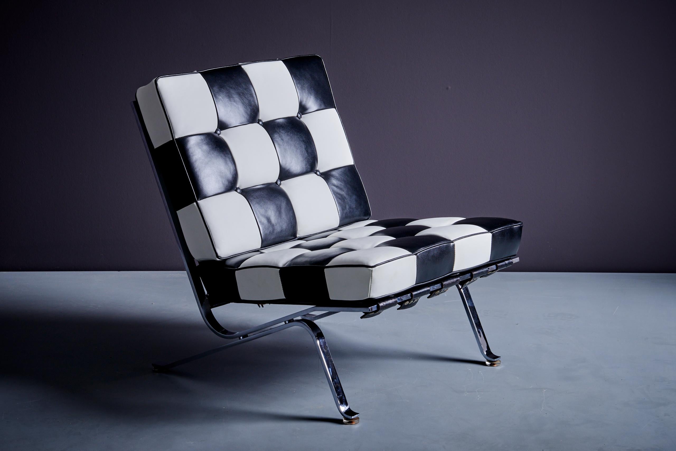 Robert & Trix Haussmann RH-301 De Sede Lounge Chair Pair schwarzes und weißes Leder im Angebot 8