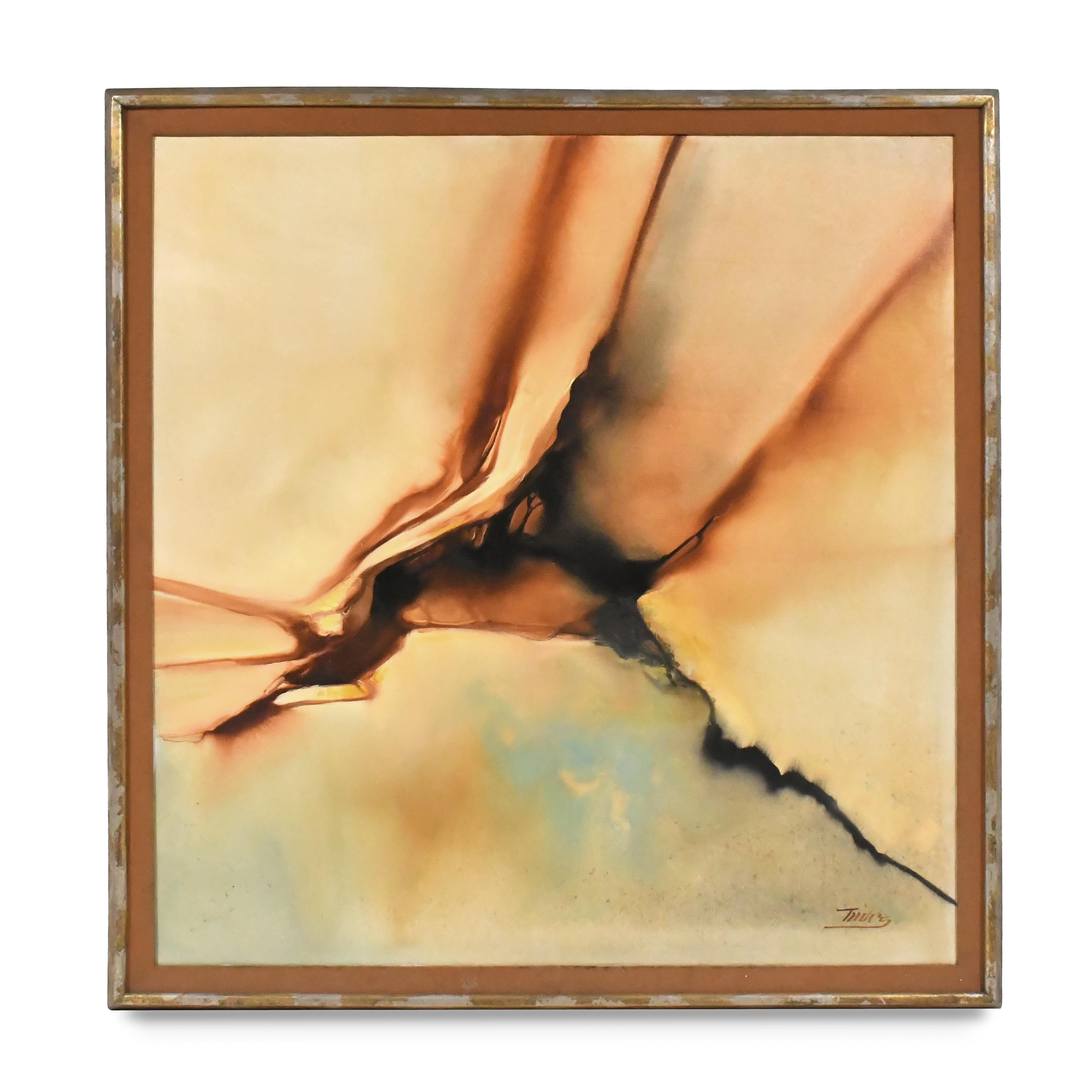 Der texanische Künstler Robert Tudor (geb. 1936) malte atmosphärische Abstraktionen, die den Surrealismus und den abstrakten Expressionismus in eine heitere Richtung lenken.

 Dieses große Gemälde ist ein großartiges Beispiel für sein Werk. Durch