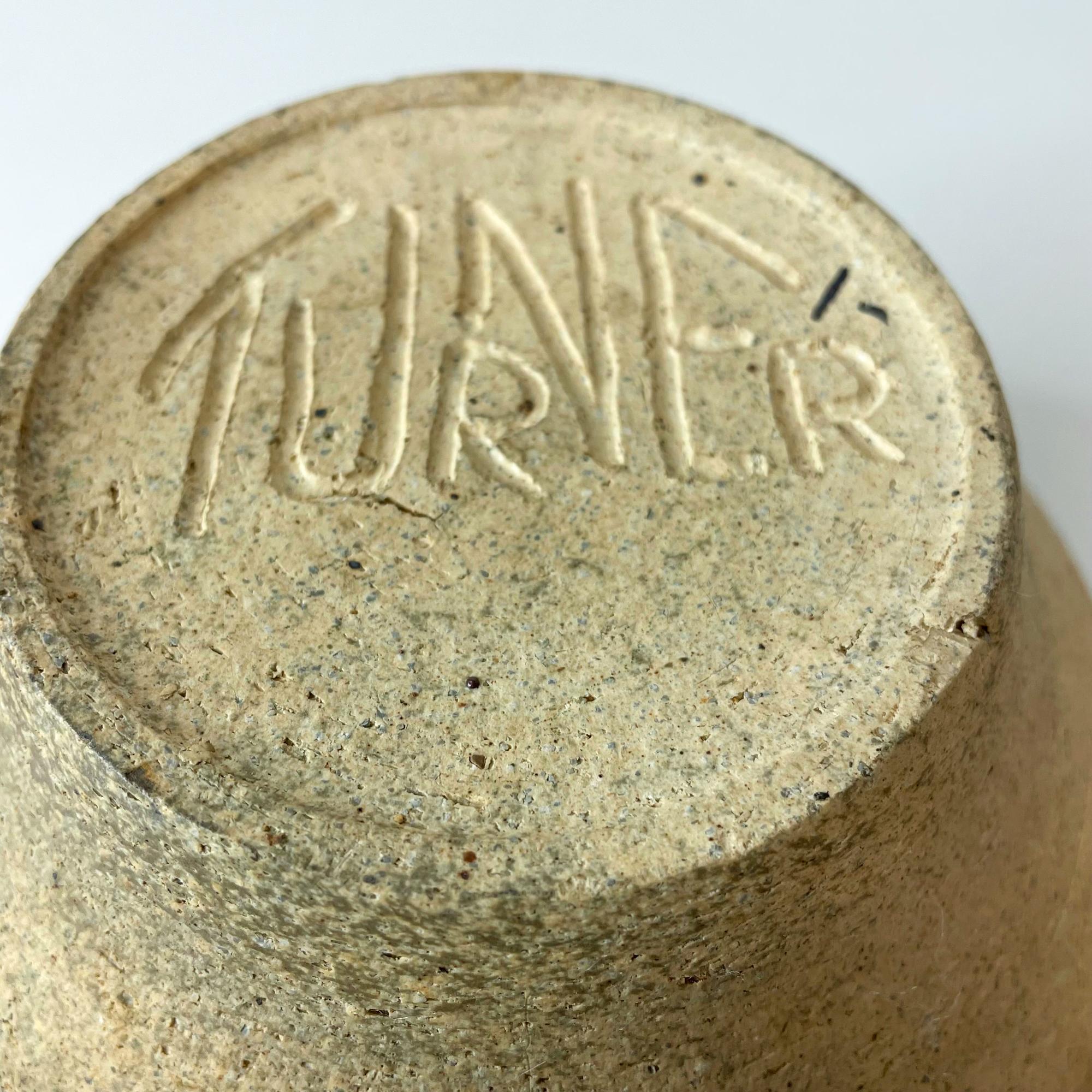 1960s Glazed Studio Pottery Hand Thrown Rotund Vase signed Turner 1
