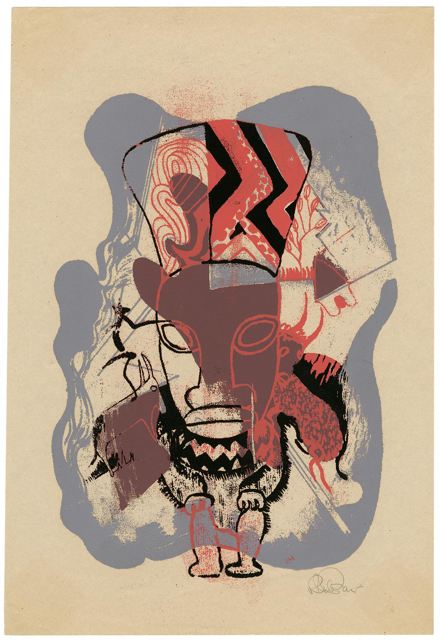 'African Idol' — 1930s American Modernism - Print by Robert Vale Faro