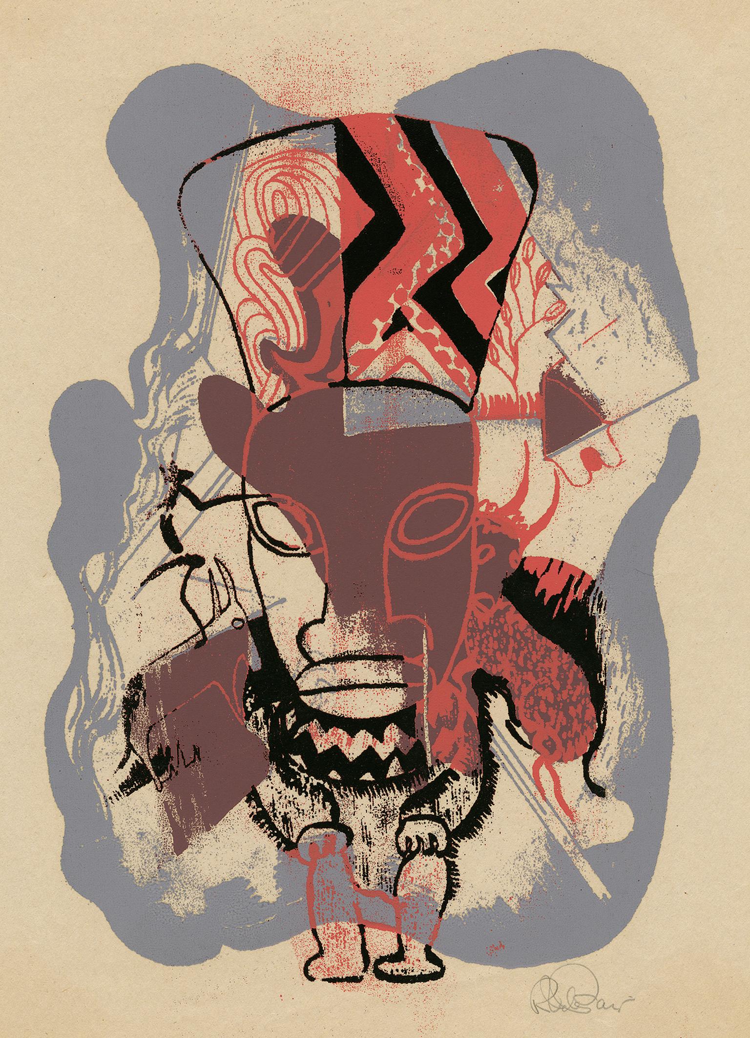 Robert Vale Faro Abstract Print – Afrikanisches Idol" - Die amerikanische Moderne der 1930er Jahre