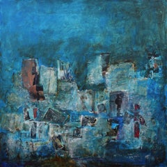 No time to rest, Contemporary Art Mixed Media Blue
