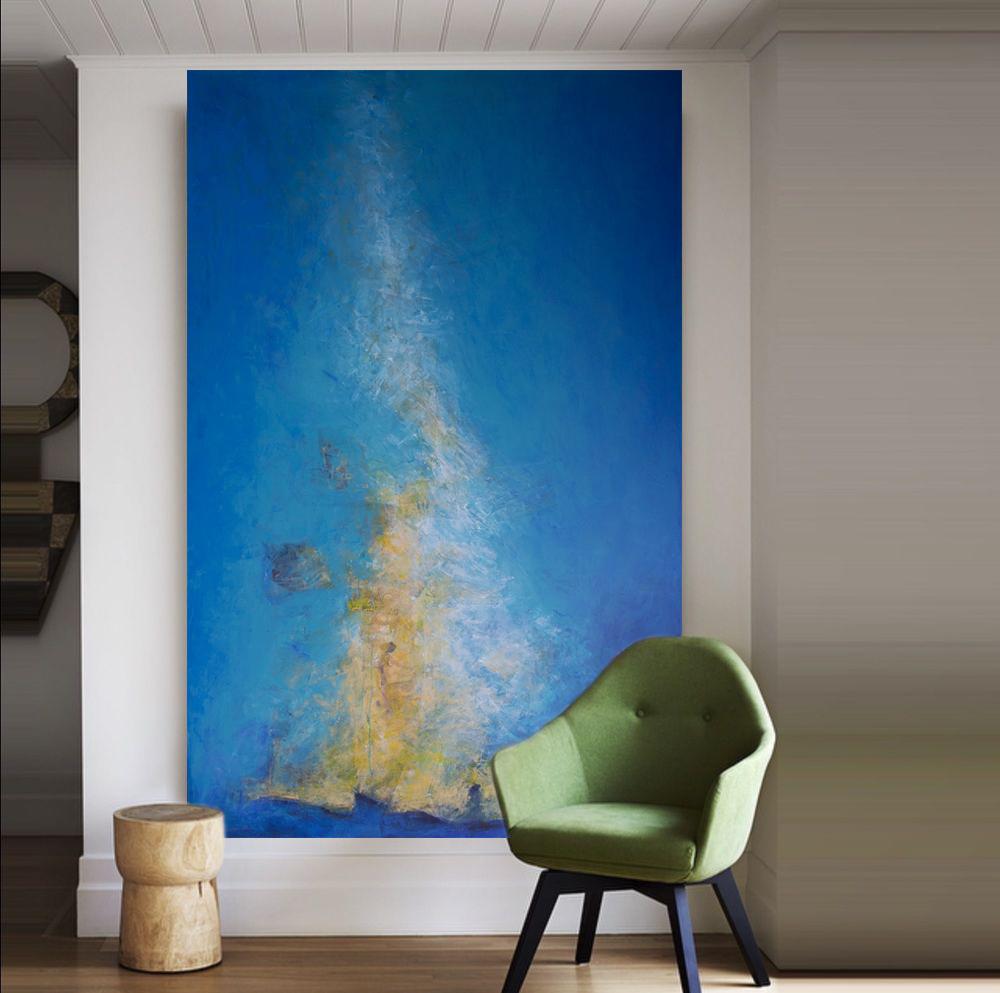 Le sacre du printemps, abstract coastline, light blue For Sale 2