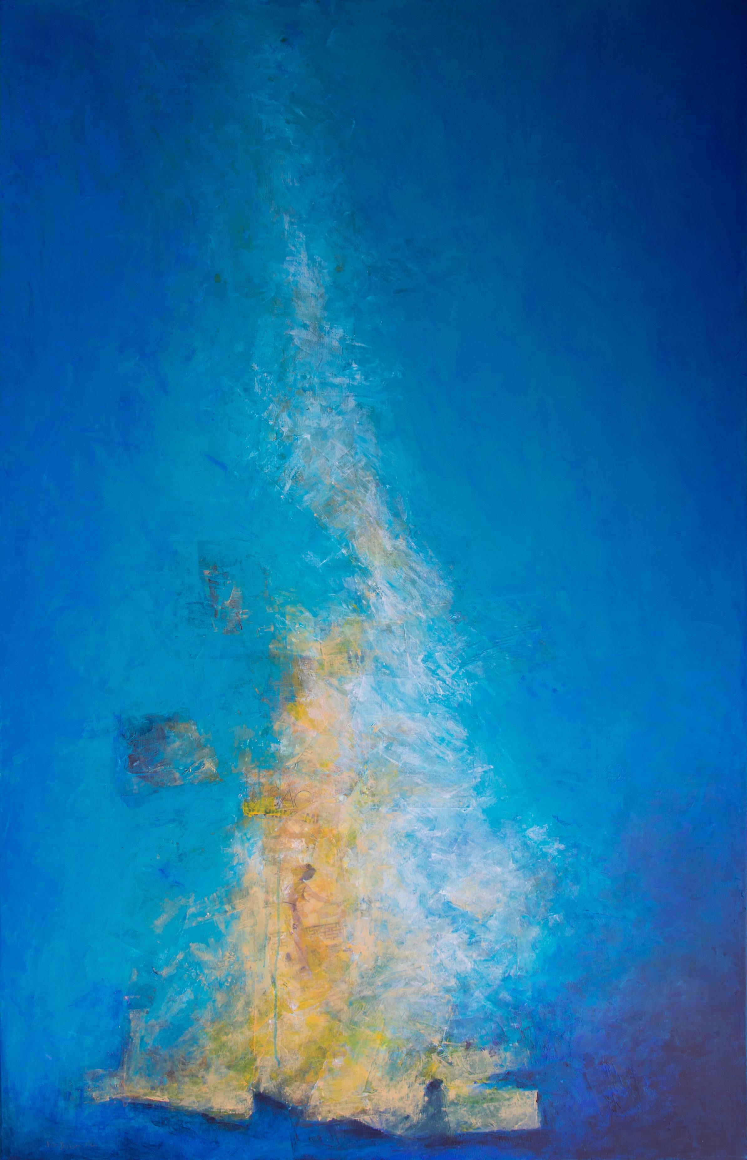 Le sacre du printemps, abstract coastline, light blue - Mixed Media Art by Robert van Bolderick