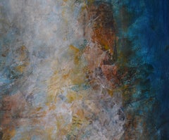 Oscure, acrylic abstract coastline, light blue, rift