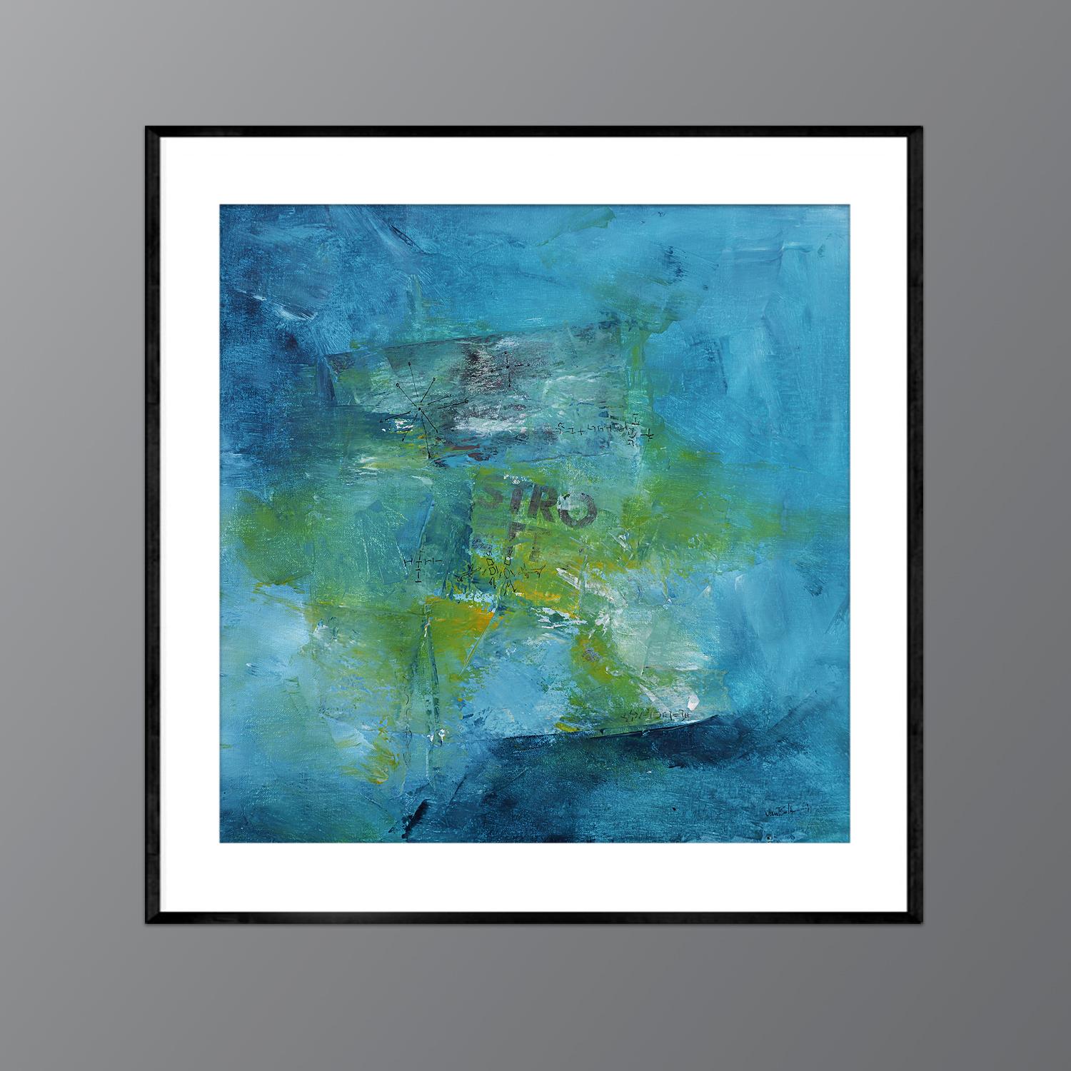 STRO, light blue, green yellow abstract painting. - Abstract Mixed Media Art by Robert van Bolderick