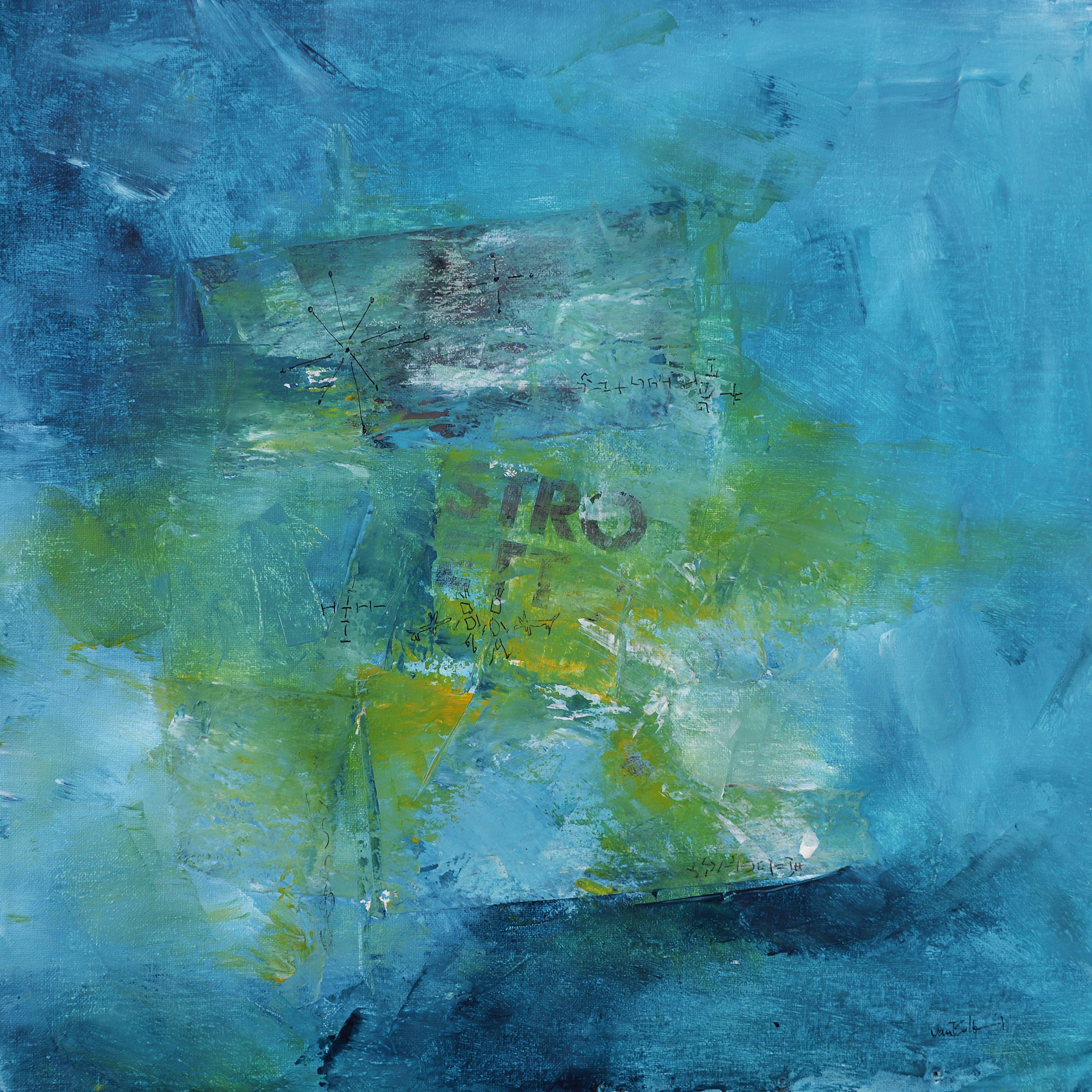 STRO, light blue, green yellow abstract painting. - Mixed Media Art by Robert van Bolderick