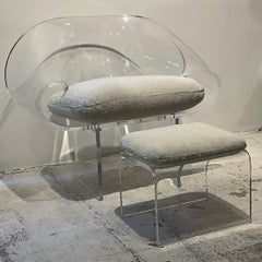 Robert Van Horn Lucite Ribbon Chair & Ottoman