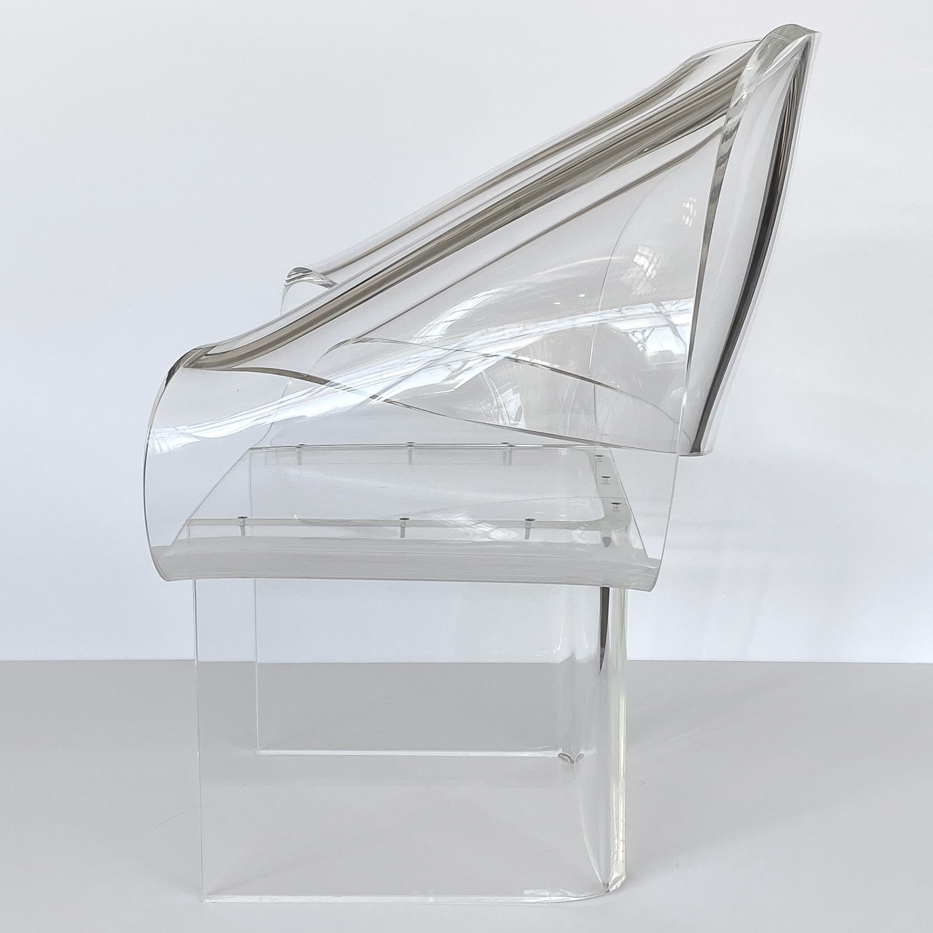 Robert Van Horn Lucite Ribbon Lounge Chair, Signed 4