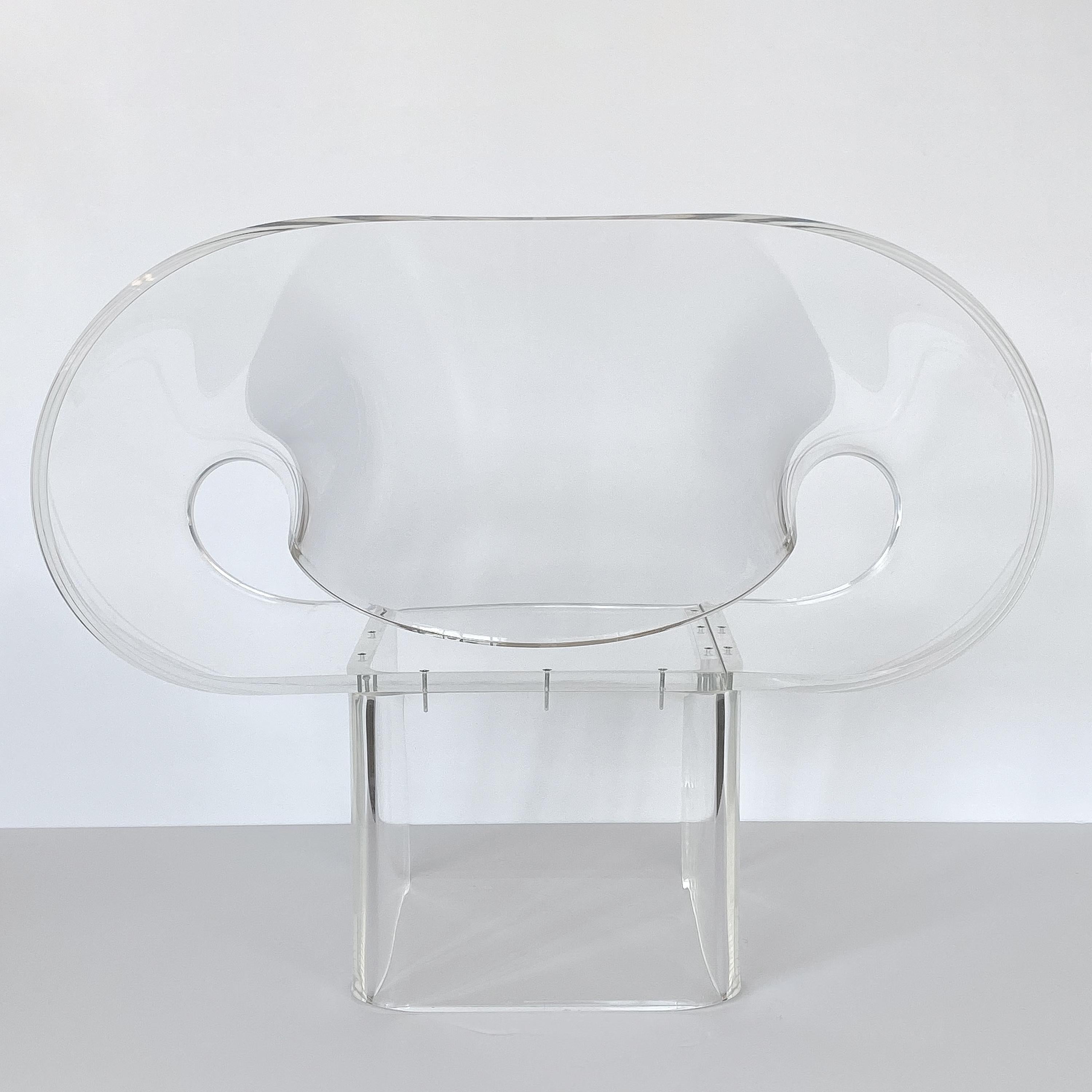 Robert Van Horn Lucite Ribbon Lounge Chair, Signed 9