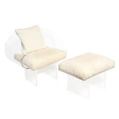 Robert Van Horn Stunning "Ribbon Chair and Ottoman" in Molded Lucite 1970s