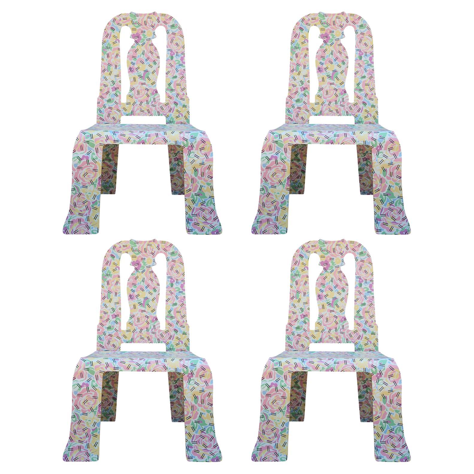 Robert Venturi for Knoll Molded Plywood Queen Anne Chairs in Grandmother Pattern