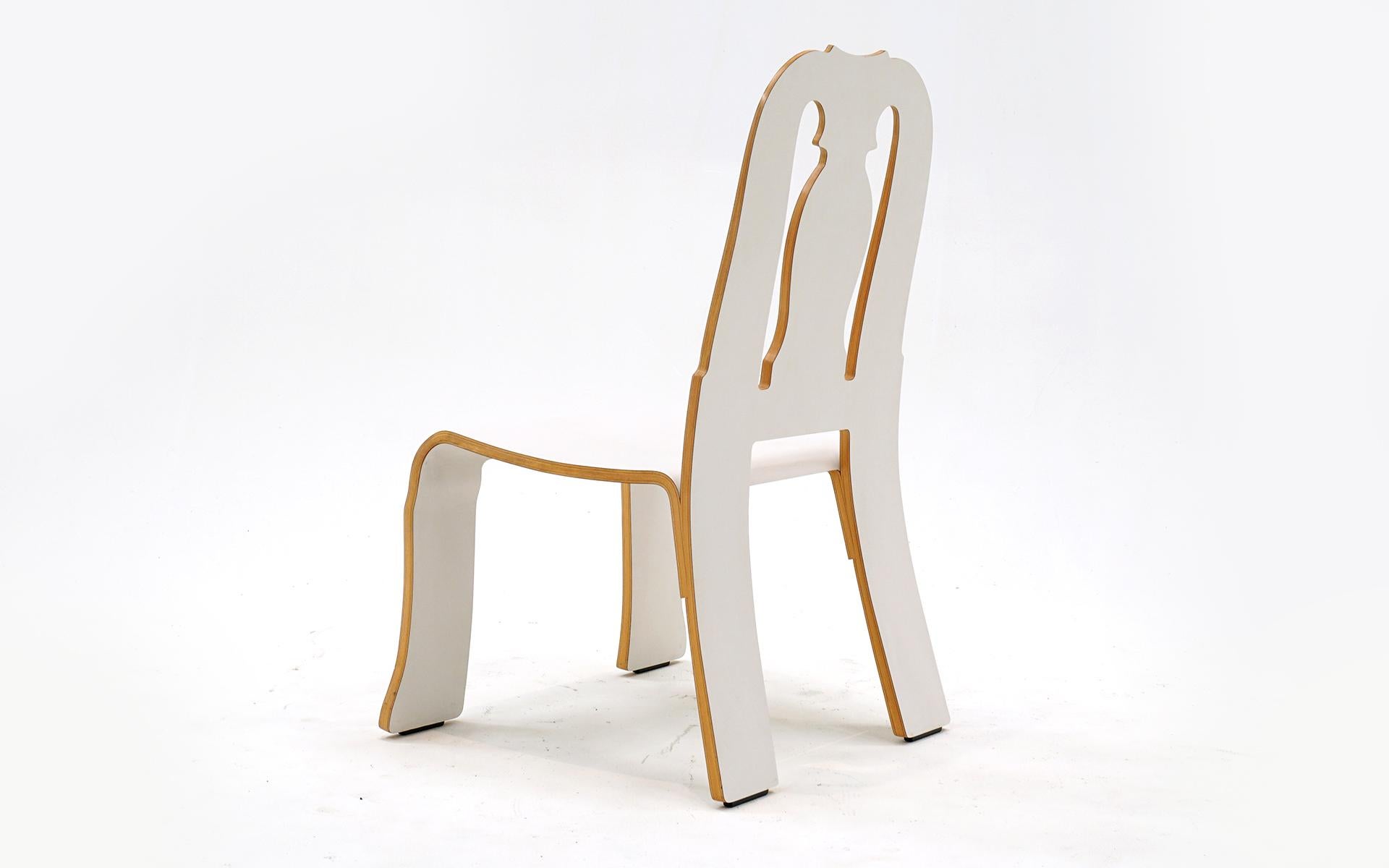 American Robert Venturi Queen Anne Chair in Rare White Finish, Amazing Condition, Signed