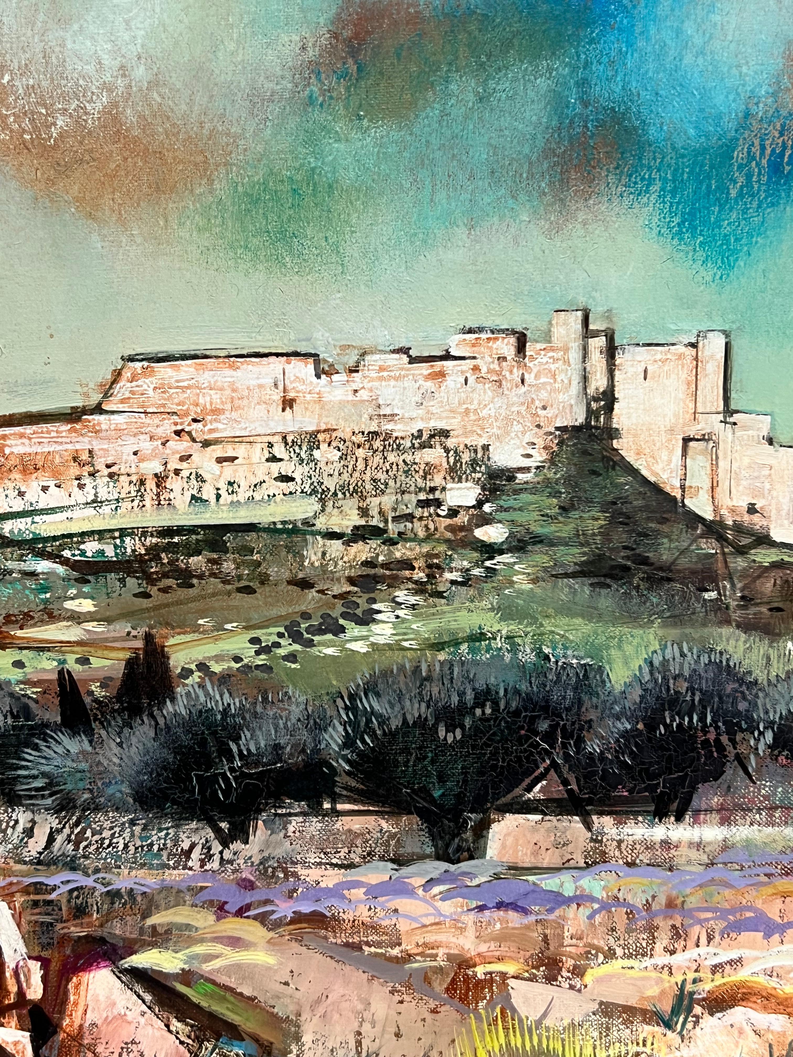 Les Baux de Provence, dipinto ad olio francese del XX secolo, firmato - Landscape Painting Marrone di Robert VERNET-BONFORT (1934-2017)