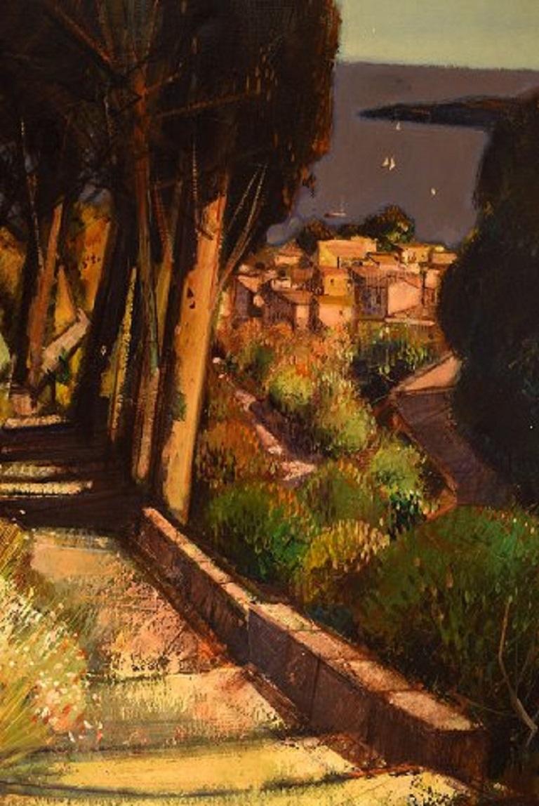 Robert Vernet-Bonfort, French Artist, Oil on Canvas, Cypresses, 1980s 1