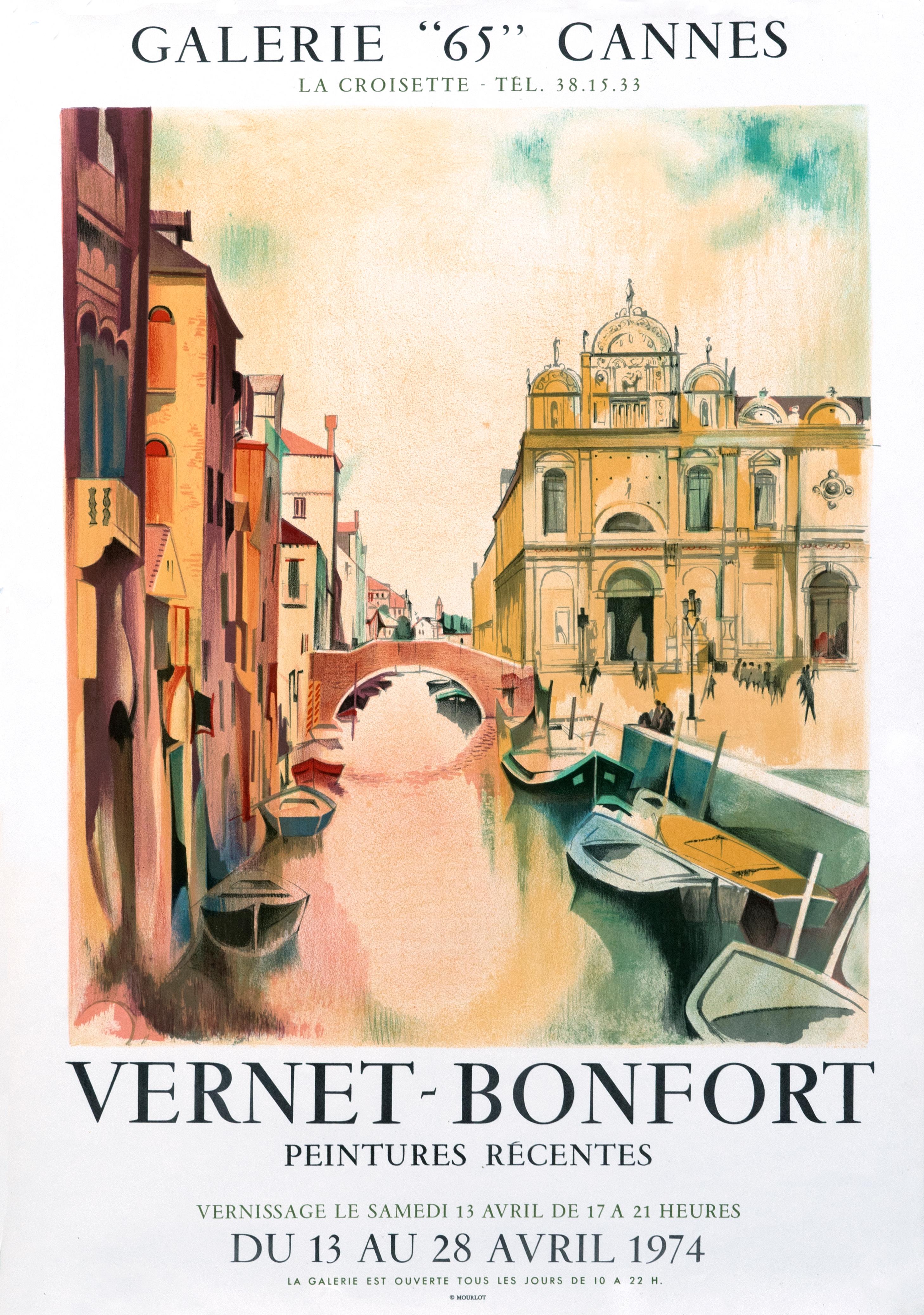 "Vernet-Bonfort - Galerie 65 Cannes" Original Vintage Exhibition Venice Poster