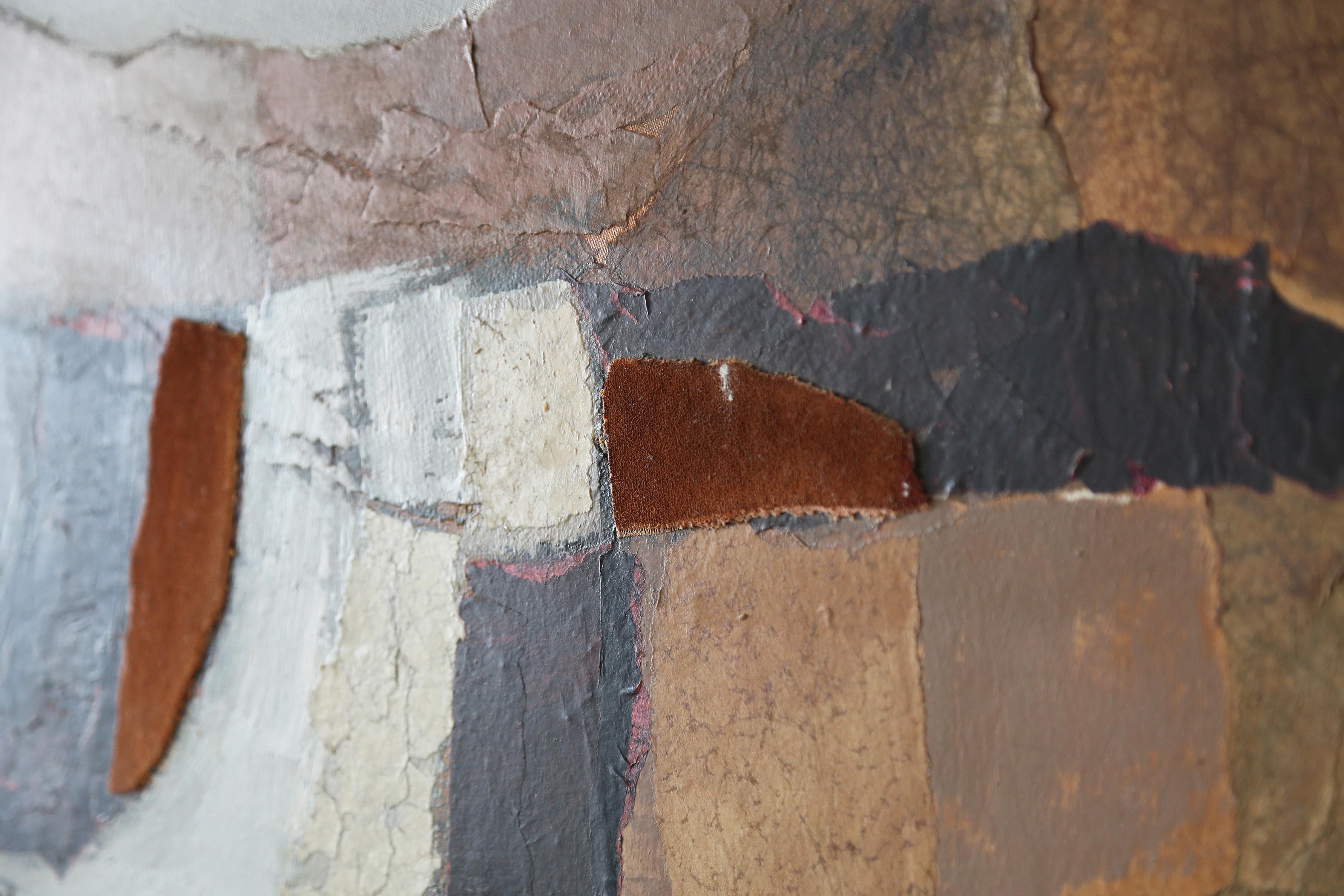 Mid-Century Modern Robert Vick, Modernist Abstract Collage, Tuscan Landscape, 1970s For Sale