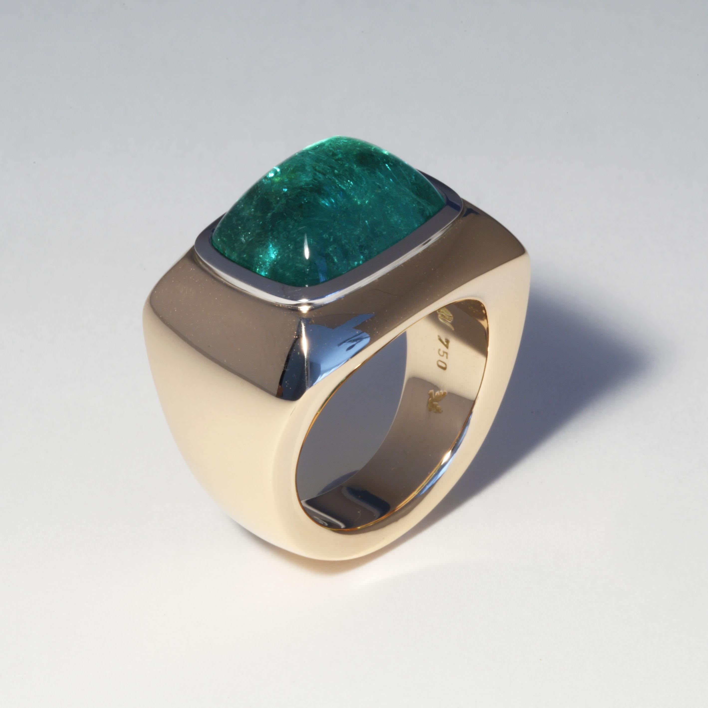 Contemporary Robert Vogelsang 11.63 Carat Mint Green Tourmaline Rose Gold Cocktail Ring For Sale