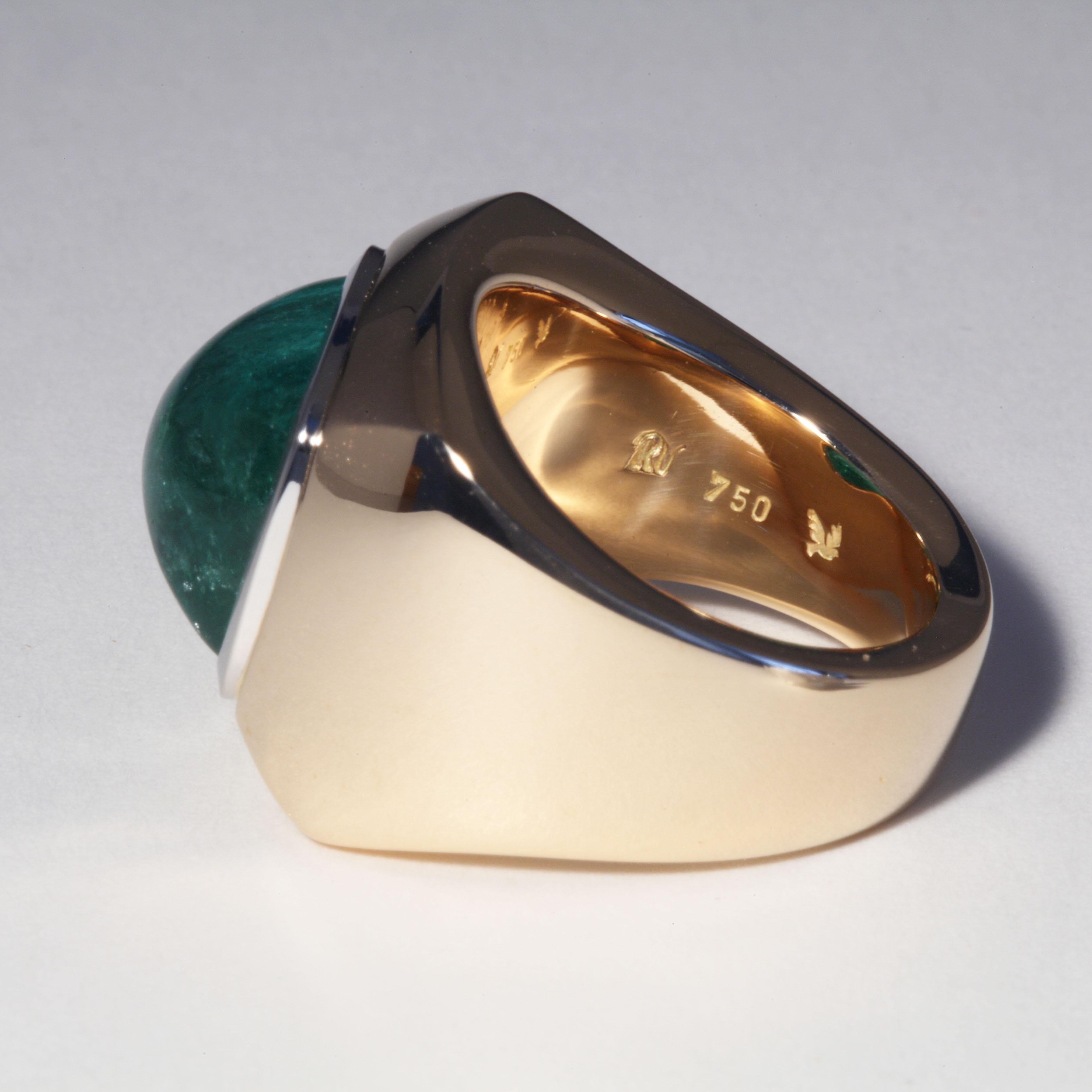 Robert Vogelsang 11.63 Carat Mint Green Tourmaline Rose Gold Cocktail Ring For Sale 1