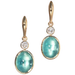 Robert Vogelsang 12.00 Carat Beryl and Diamond Rose Gold Dangling Earrings