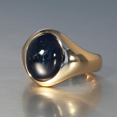 Robert Vogelsang 13.22 Carat Blue Sapphire Cabochon Rose Gold Ring