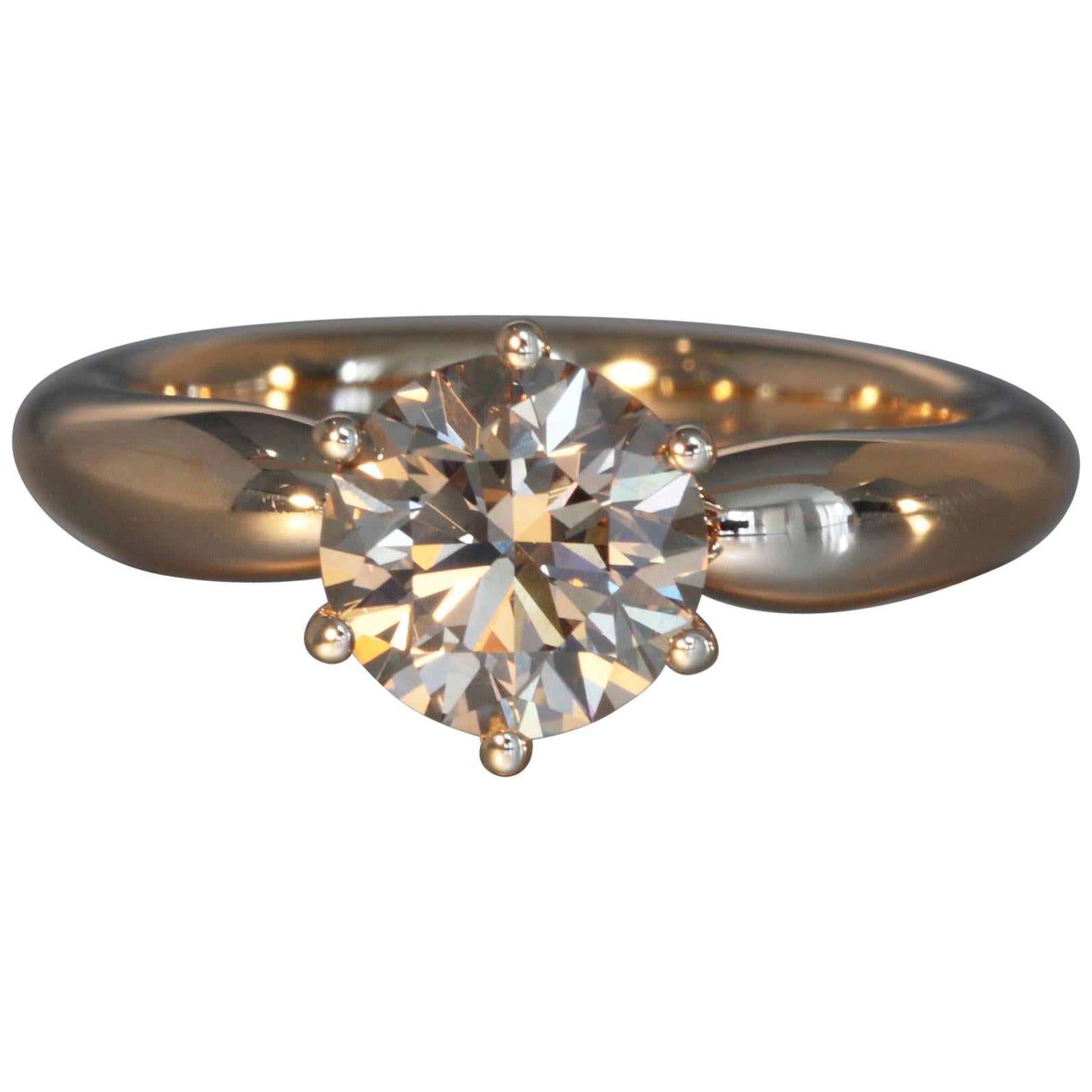 Robert Vogelsang 1.43 Carat Natural Brown Diamond Rose Gold Engagement Ring For Sale