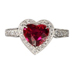 Robert Vogelsang 1.46 Carat Natural Ruby Heart Diamond Platinum Engagement Ring