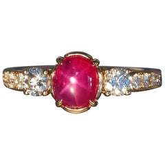 Robert Vogelsang 1.63 Carat Natural Star Ruby Diamond Rose Gold Engagement Ring