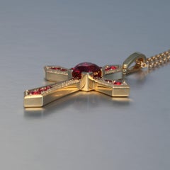 Robert Vogelsang 2.32 Carat Spinel 18 Karat Rose Gold Cross Pendant Necklace