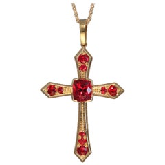 Robert Vogelsang 2.32 Carat Spinel 18 Karat Rose Gold Cross Pendant Necklace