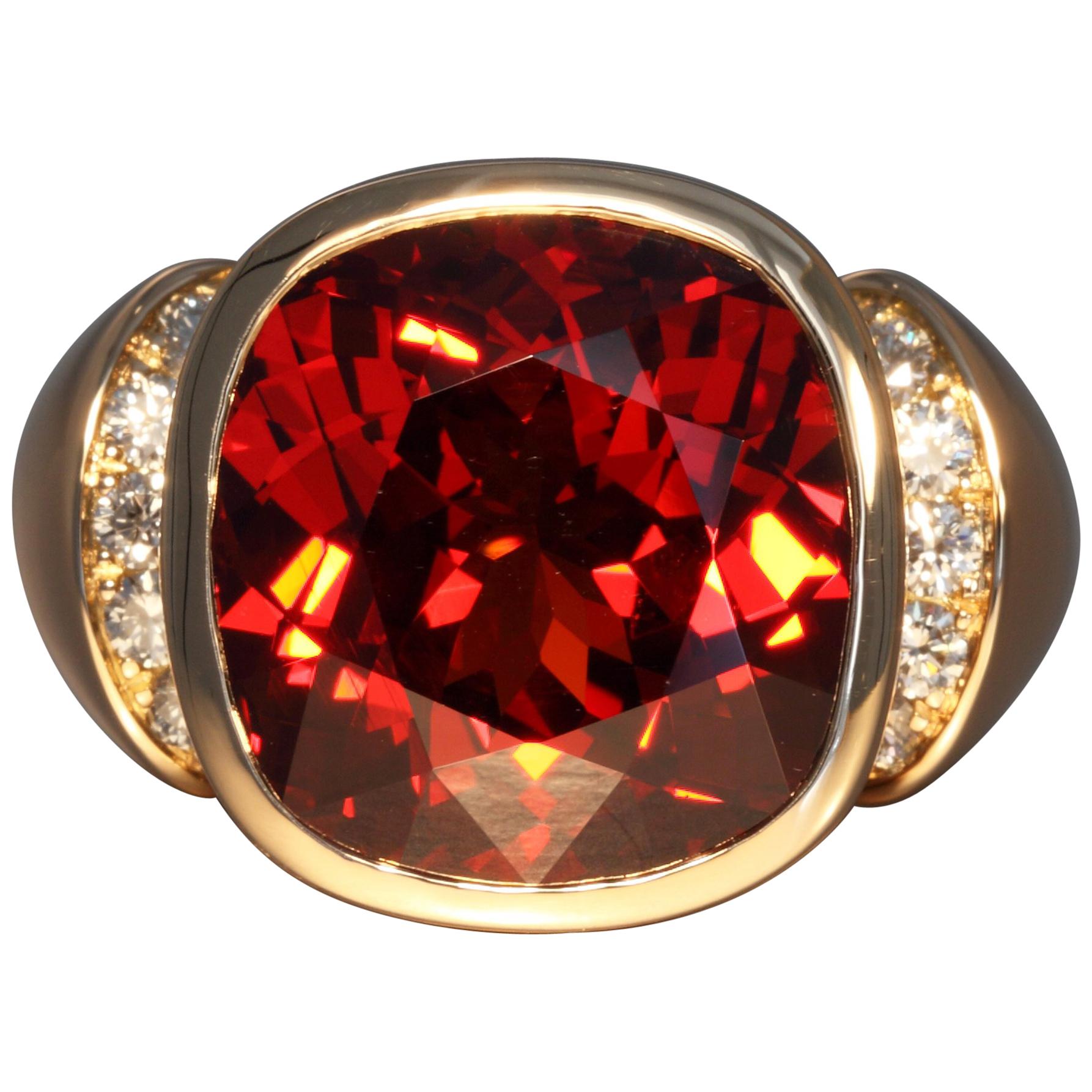 Robert Vogelsang 24.22 Carat Red Garnet Diamond Rose Gold Cocktail Ring For Sale